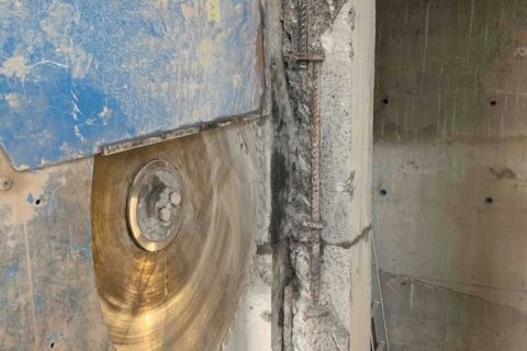 Wall sawing works at One Hurstville Plaza